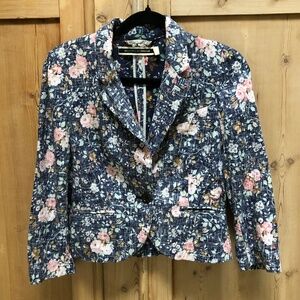 ANTHROPOLOGIE Daughters of the Liberation Blue Floral Blazer Size 6